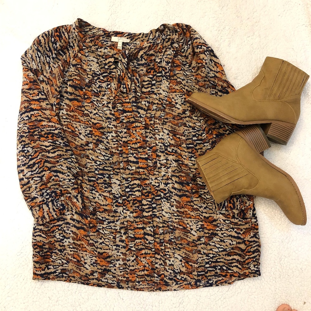 Joie Multi Pattern 100% Silk Blouse Small